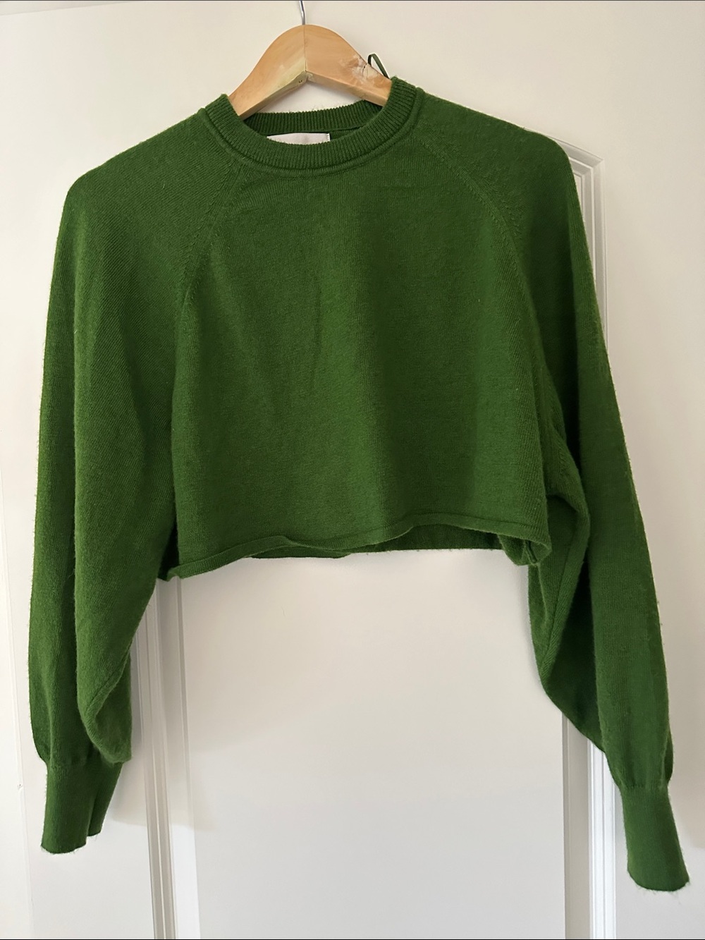 Industry Cropped Dark Green Crewneck Sweater
